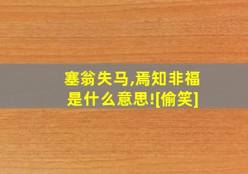 塞翁失马,焉知非福是什么意思![偷笑]